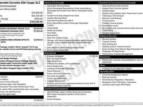 Used 2016 Chevrolet Corvette Z06 w/ 3LZ Preferred Equipment Group image 3