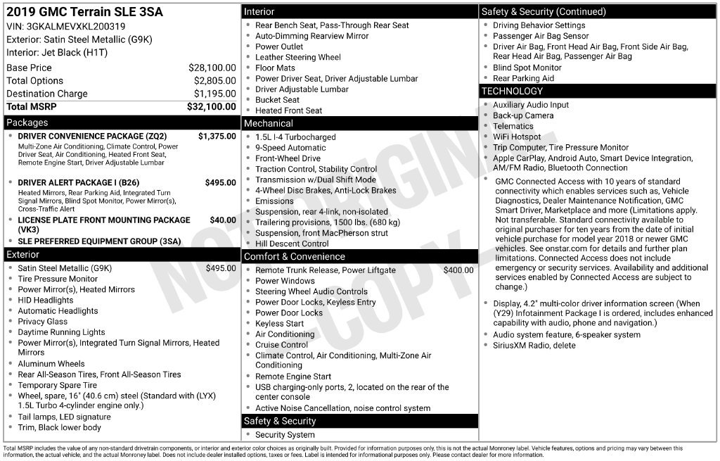 Used 2019 GMC Terrain SLE w/ Driver Convenience Package FWD image 38