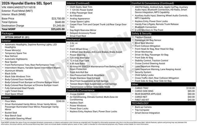 Certified 2026 Hyundai Elantra Sport FWD image 12