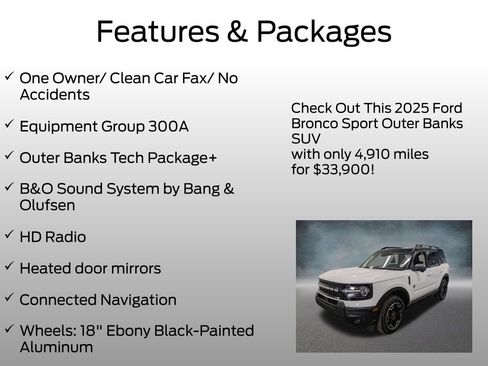 Certified 2025 Ford Bronco Sport Outer Banks w/ Outer Banks Tech Package+ AWD/4WD image 4
