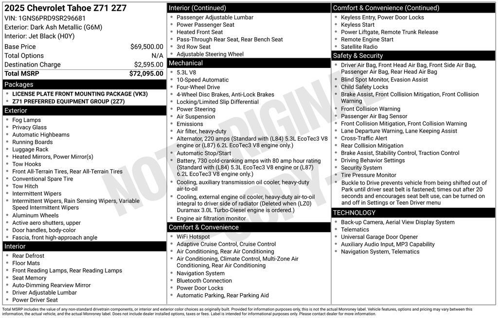 Certified 2025 Chevrolet Tahoe Z71 AWD/4WD image 2