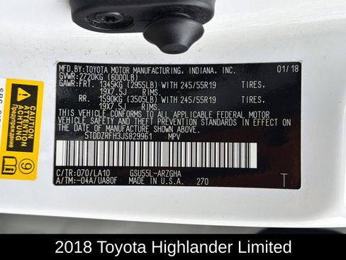 Used 2018 Toyota Highlander Limited image 3