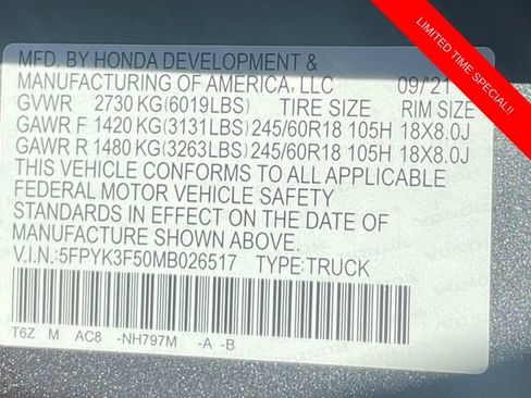 Used 2021 Honda Ridgeline RTL image 17