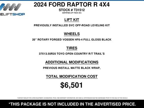 Used 2024 Ford F150 Raptor w/ Equipment Group 803A Raptor R image 2