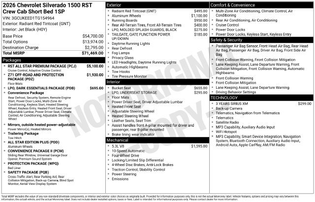 New 2026 Chevrolet Silverado 1500 RST w/ RST All Star Premium Package AWD/4WD image 4