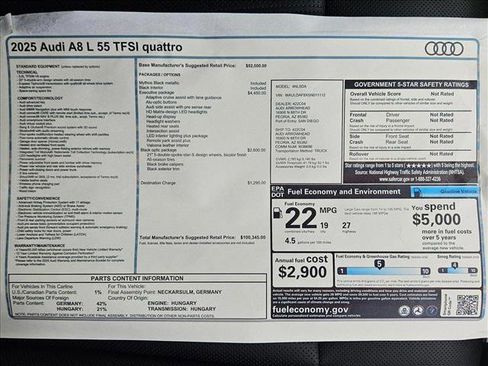 New 2025 Audi A8 L 3.0T AWD/4WD image 19