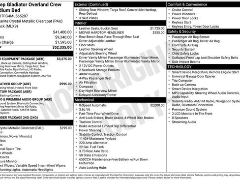 Used 2021 Jeep Gladiator Overland w/ Popular Equipment Package AWD/4WD image 38