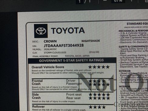 New 2026 Toyota Crown Nightshade image 18