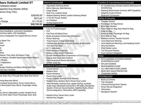 Used 2022 Subaru Outback Limited XT image 1