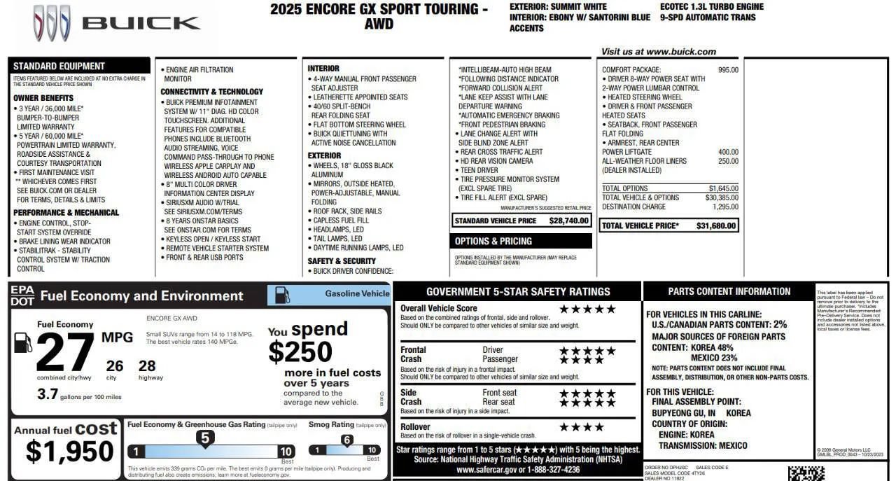 Used 2025 Buick Encore GX Sport Touring w/ Comfort Package AWD/4WD image 7