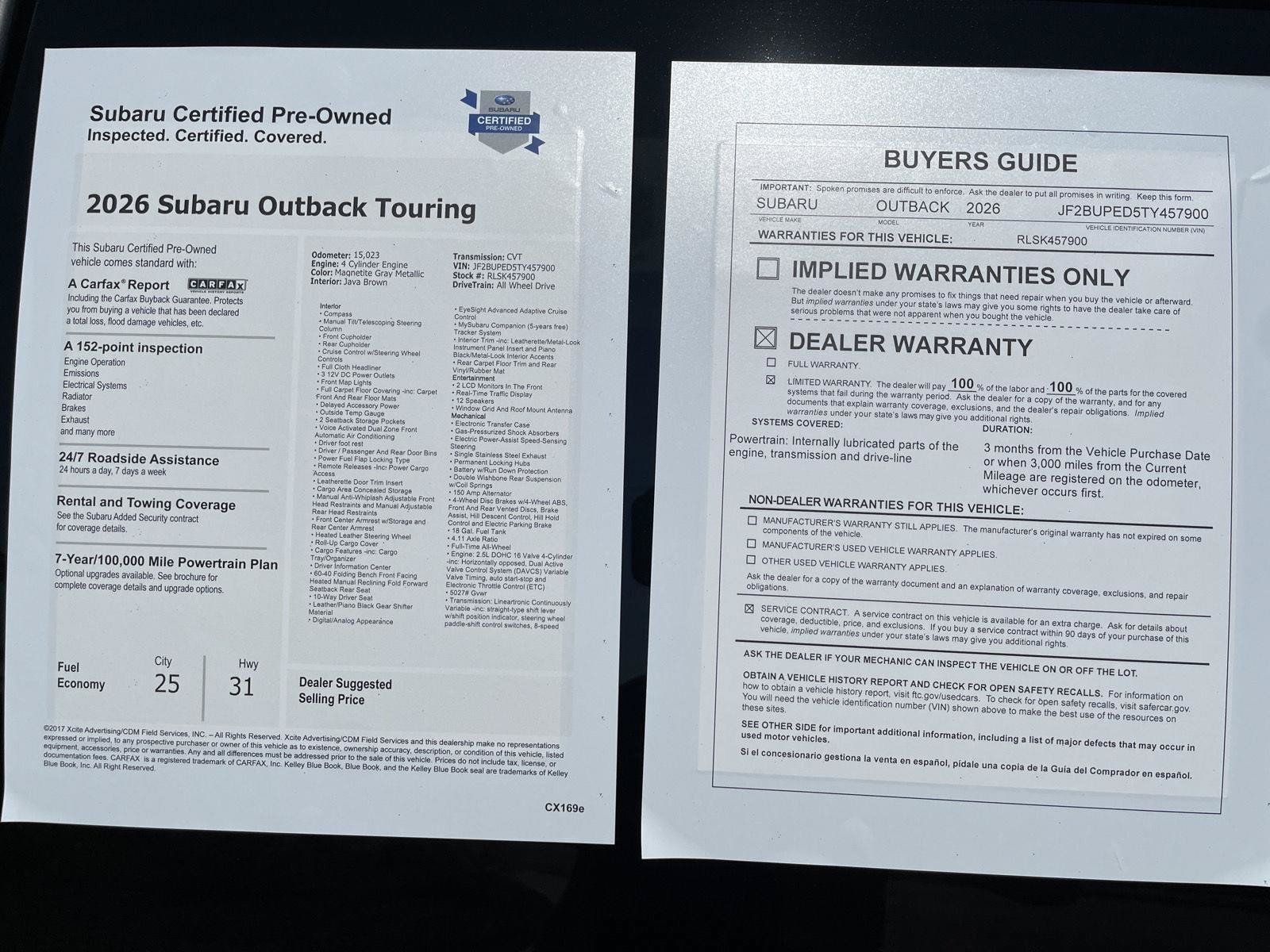 Certified 2026 Subaru Outback Touring AWD/4WD image 22