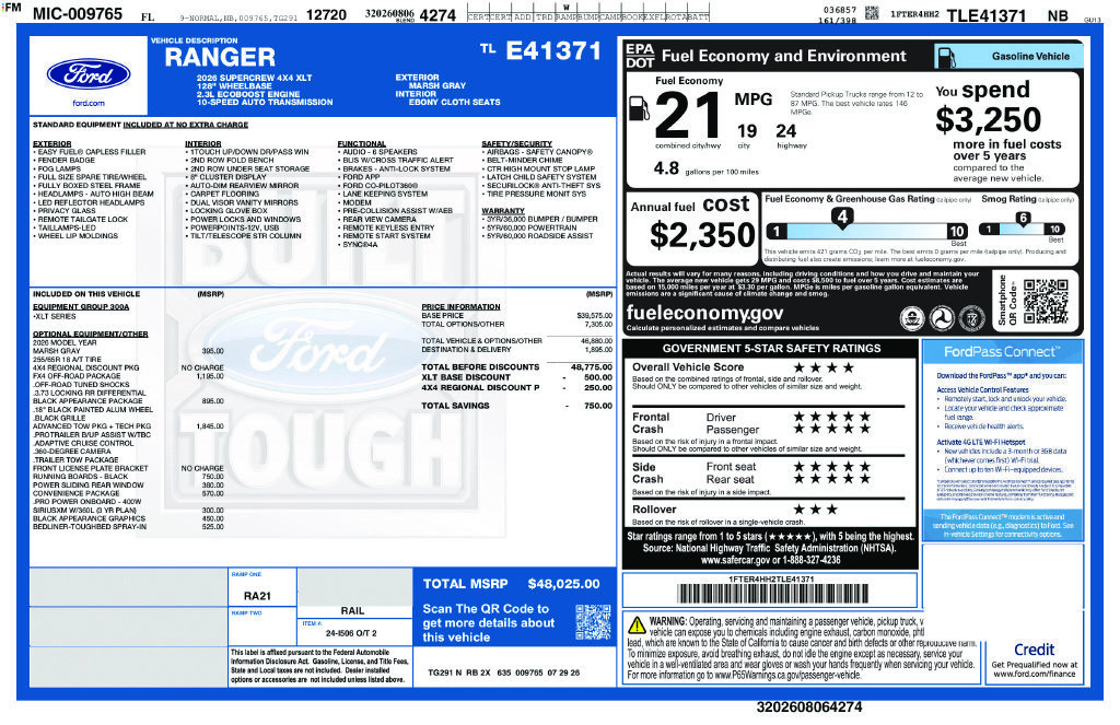 New 2026 Ford Ranger XLT AWD/4WD image 6