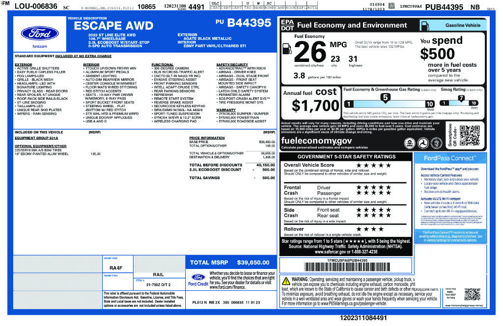Certified 2023 Ford Escape ST-Line Elite AWD/4WD image 31