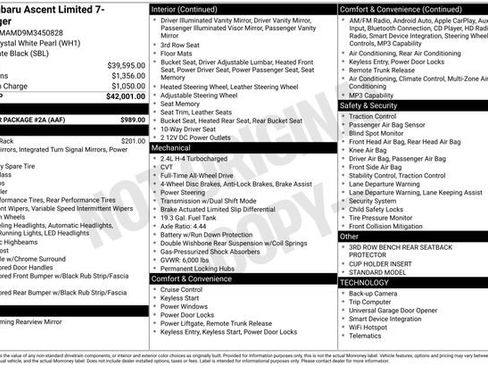 Used 2021 Subaru Ascent Limited w/ Popular Package #2A image 45