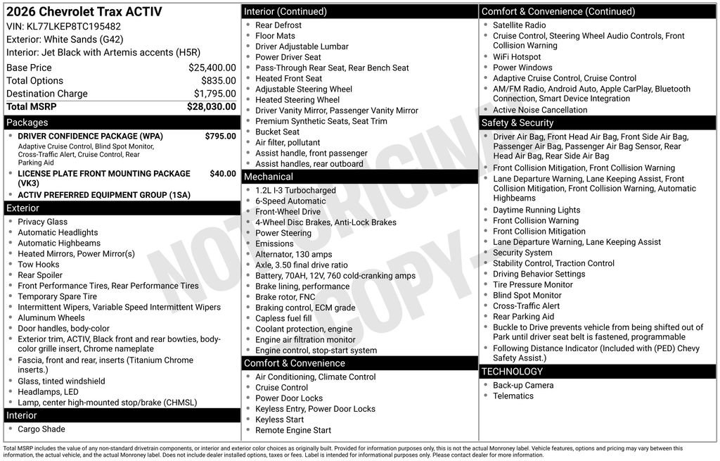 New 2026 Chevrolet Trax ACTIV w/ Driver Confidence Package FWD image 27