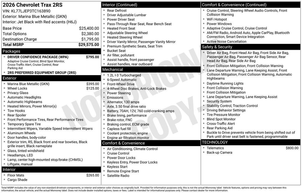 New 2026 Chevrolet Trax RS w/ Driver Confidence Package FWD image 33