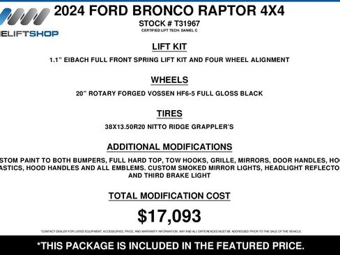 Used 2024 Ford Bronco Raptor AWD/4WD image 2