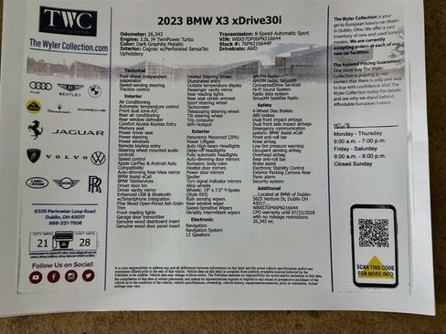 Used 2023 BMW X3 xDrive30i w/ Convenience Package w/ZPA AWD/4WD image 47