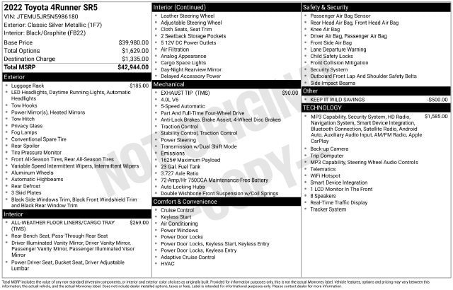 Certified 2022 Toyota 4Runner SR5 AWD/4WD image 34