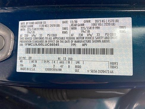 Certified 2020 Ford Escape Titanium w/ Titanium Premium Package 2.0 image 65