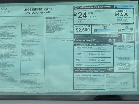 New 2026 INFINITI QX60 Autograph w/ Dark Cargo Package image 14