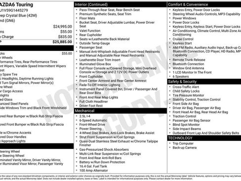 Used 2016 MAZDA MAZDA6 Touring image 1