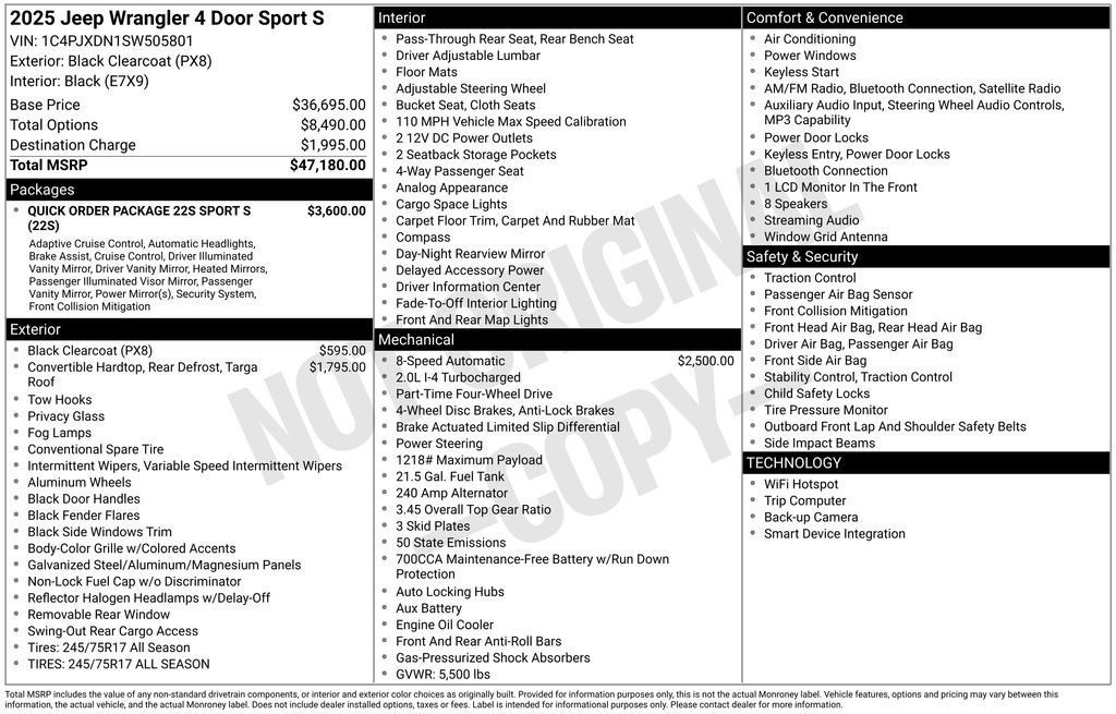 Used 2025 Jeep Wrangler Unlimited Sport AWD/4WD image 29