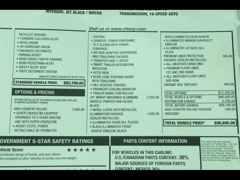 New 2026 Chevrolet Tahoe High Country w/ LPO, Illumination Package AWD/4WD image 30