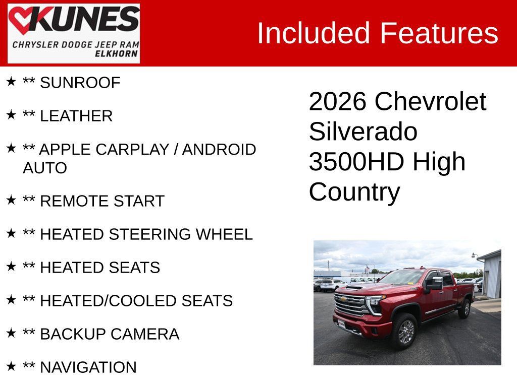 Used 2026 Chevrolet Silverado 3500 High Country w/ High Country Premium Package AWD/4WD image 2