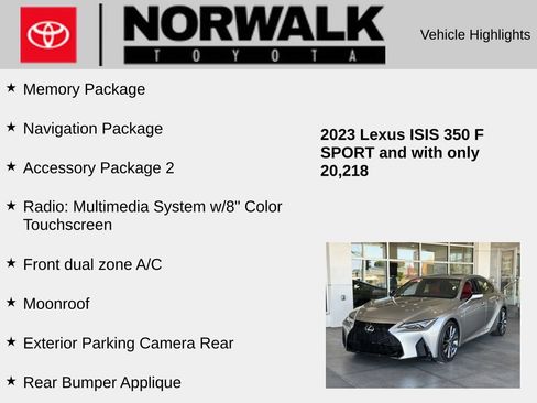 Used 2023 Lexus IS 350 F Sport w/ Navigation Package RWD image 10