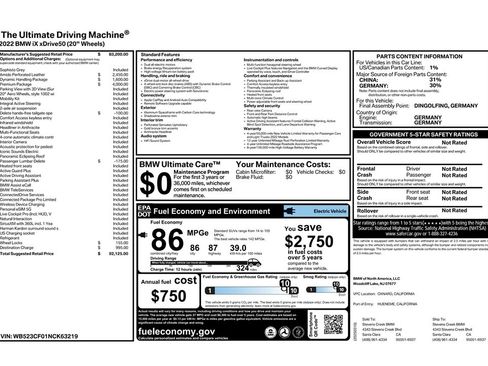 Used 2022 BMW iX xDrive50 w/ Premium Package image 46