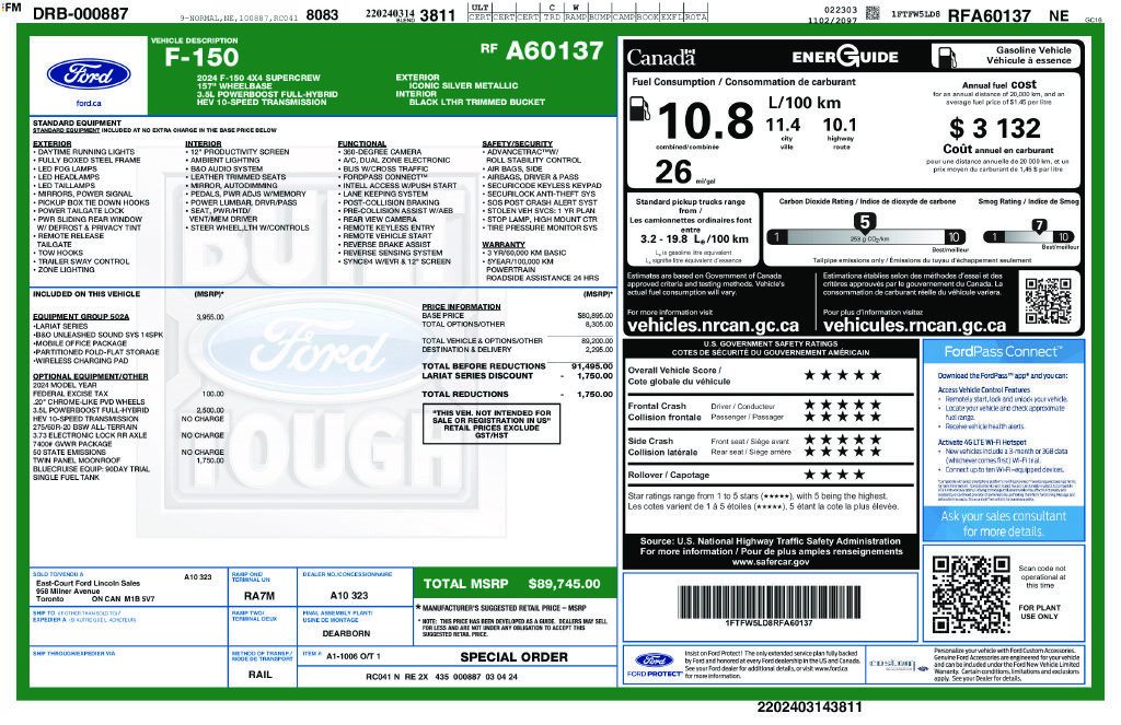 Used 2024 Ford F150 Lariat w/ Equipment Group 502A High AWD/4WD image 41