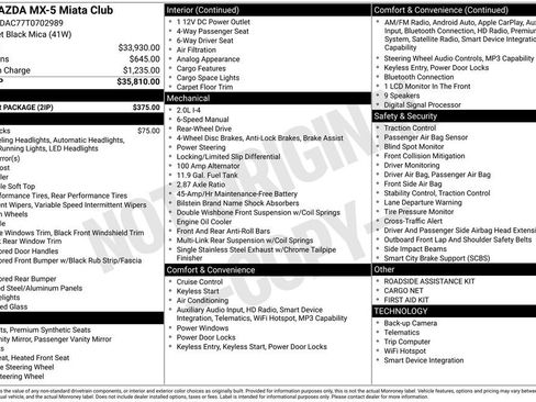 New 2026 MAZDA MX-5 Miata Club w/ Interior Package RWD image 35