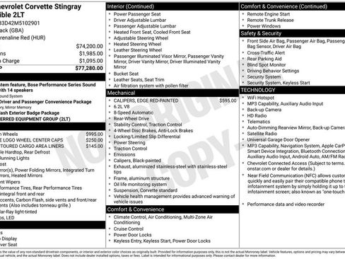 Used 2021 Chevrolet Corvette Stingray Preferred Conv w/ 2LT RWD image 1