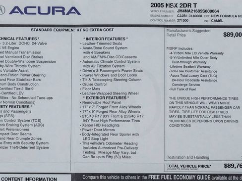 Used 2005 Acura NSX T RWD image 19