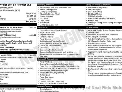 Used 2017 Chevrolet Bolt Premier w/ Driver Confidence II Package FWD image 32