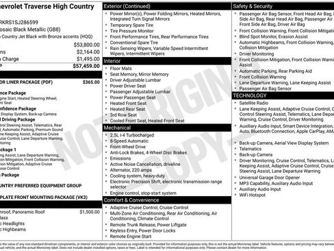 Used 2025 Chevrolet Traverse High Country w/ LPO, Floor Liner Package FWD image 34