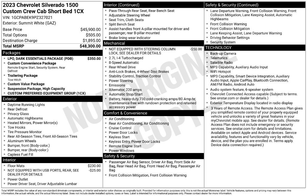 Used 2023 Chevrolet Silverado 1500 Custom w/ LPO, Dark Essentials Package RWD image 12