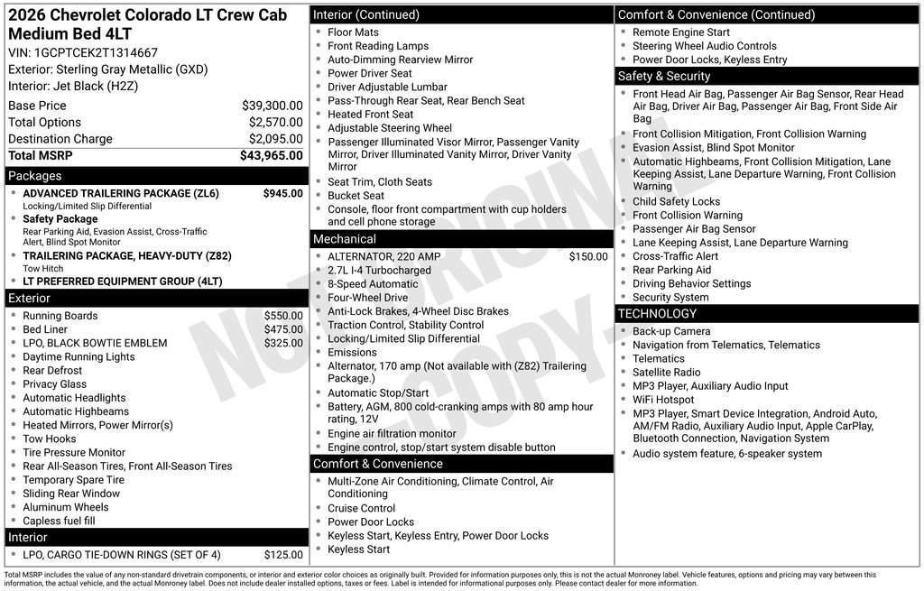 New 2026 Chevrolet Colorado LT w/ Advanced Trailering Package AWD/4WD image 40
