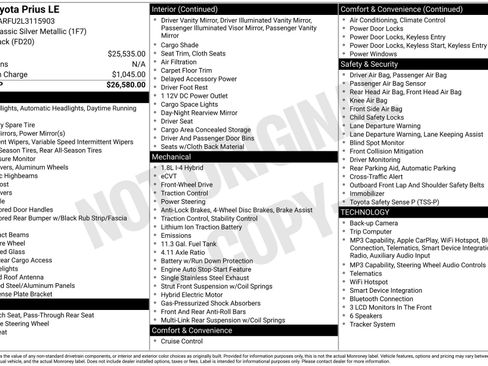 Used 2020 Toyota Prius LE FWD image 24