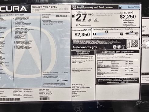 Certified 2025 Acura ADX A-Spec AWD/4WD image 35