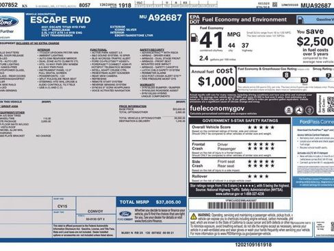 Certified 2021 Ford Escape Titanium w/ Titanium Elite Package FWD image 2