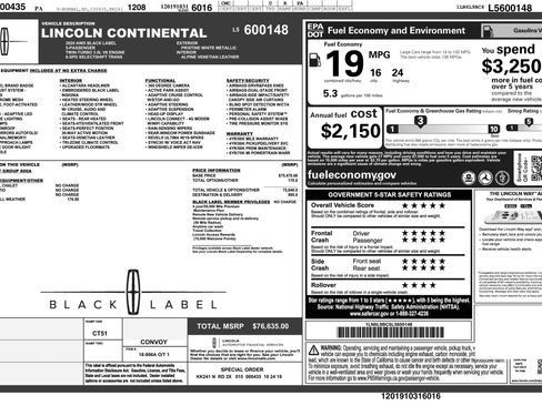 Used 2020 Lincoln Continental Black Label image 6