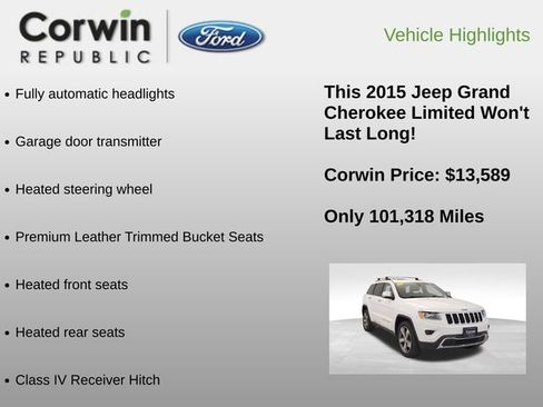 Used 2015 Jeep Grand Cherokee Limited w/ Trailer Tow Group IV image 12