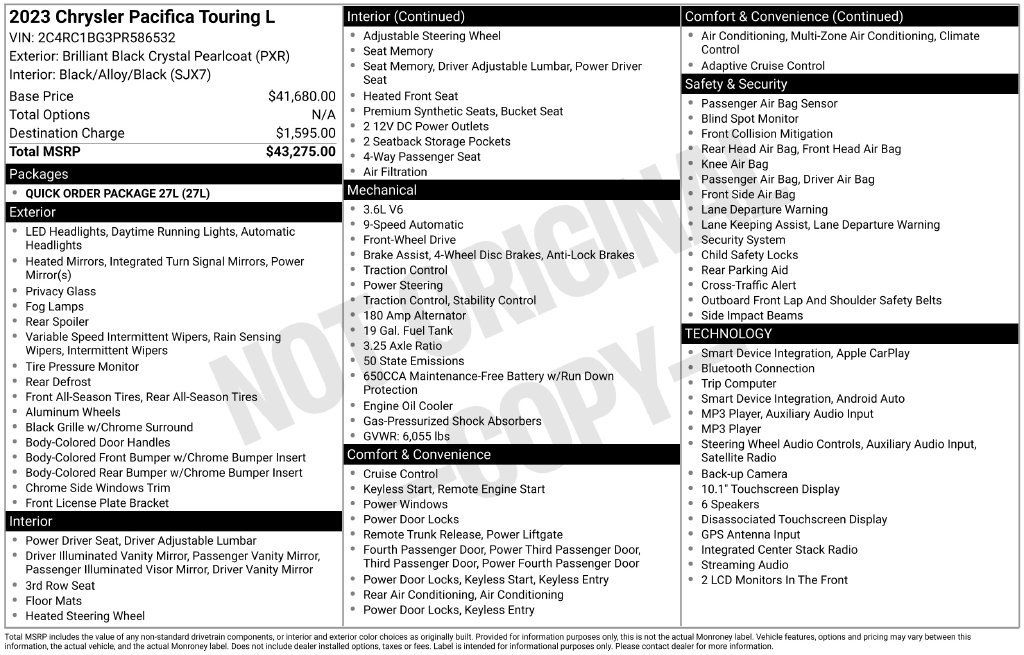 Certified 2023 Chrysler Pacifica Touring-L FWD image 7