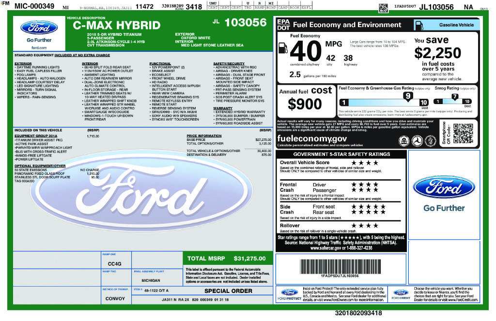 Used 2018 Ford C-MAX Titanium w/ Equipment Group 301A FWD image 2