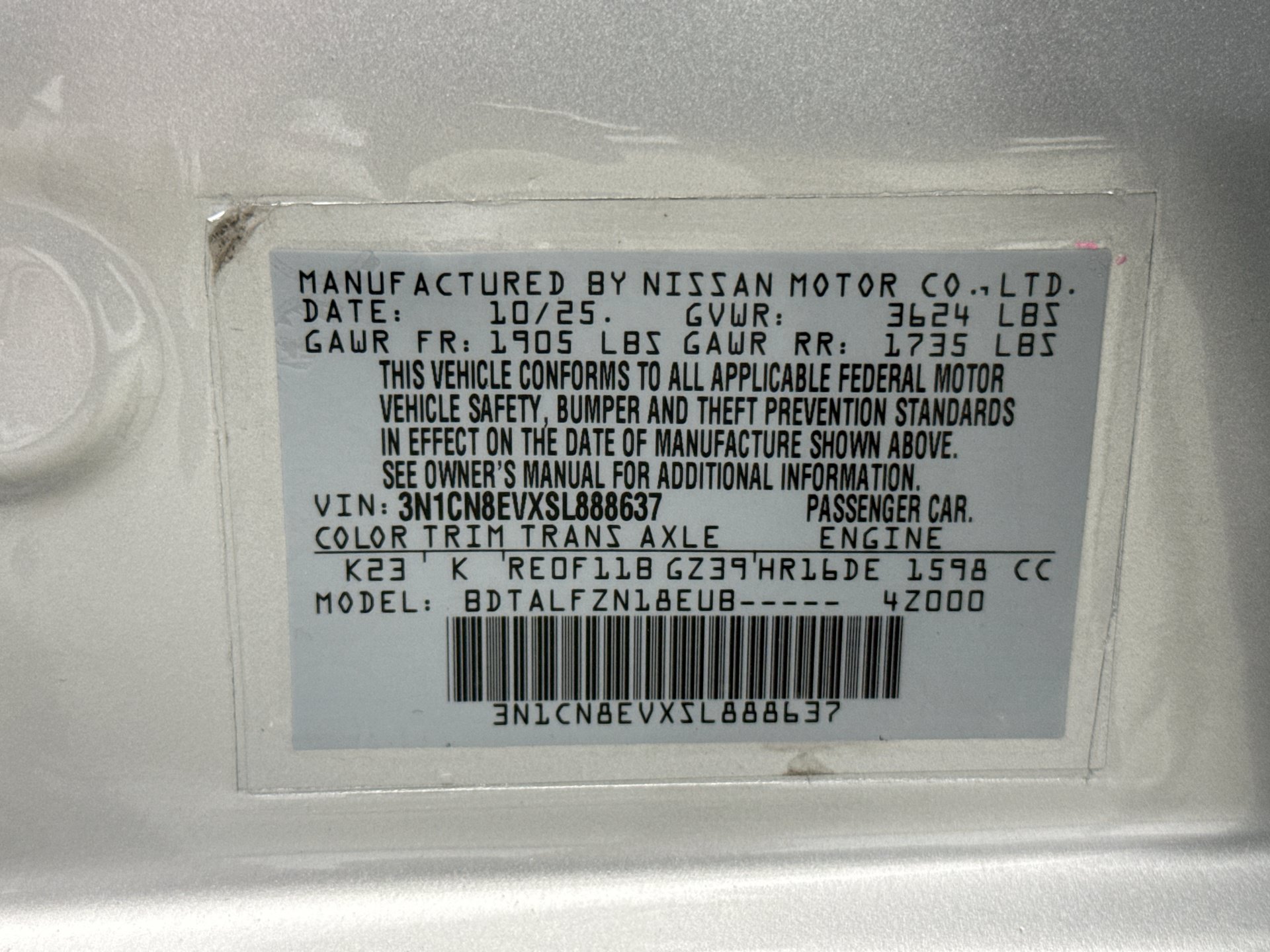 Used 2025 Nissan Versa SV w/ Trunk Package FWD image 19