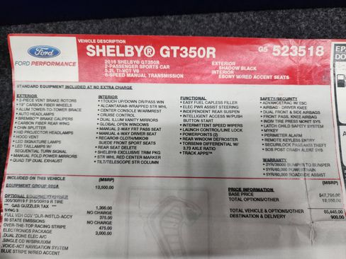 Used 2016 Ford Mustang Shelby GT350R w/ GT350R Equipment Group 920A image 34