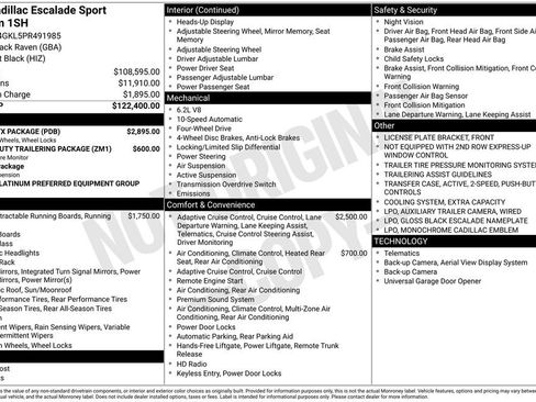 Certified 2023 Cadillac Escalade Sport Platinum w/ LPO, ONYX Package AWD/4WD image 5
