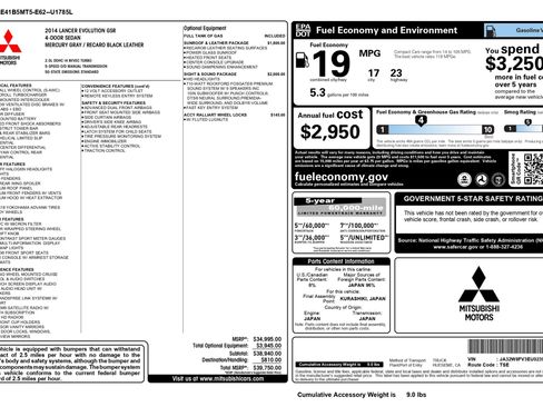 Used 2014 Mitsubishi Lancer Evolution GSR image 3